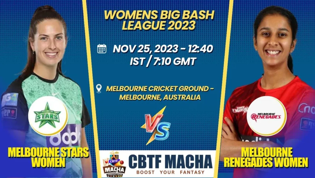 Melbourne Stars vs Melbourne Renegades Women T20 Today Match Prediction & Live Odds - WBBL 2023