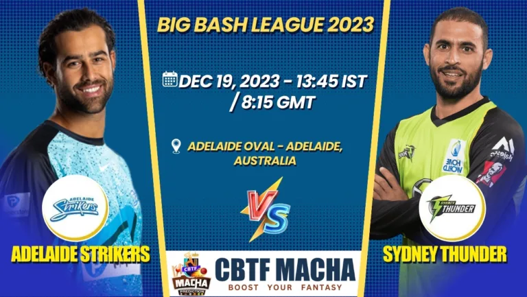 Adelaide Strikers vs Sydney Thunder Today Match Prediction & Live Odds - BBL 2023