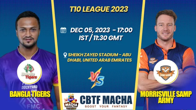 Bangla Tigers vs Morrisville Samp Army Today Match Prediction & Live Odds - T10 League 2023