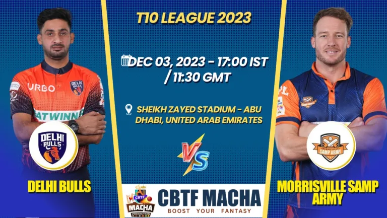 Delhi Bulls vs Morrisville Samp Army Today Match Prediction & Live Odds - T10 League 2023