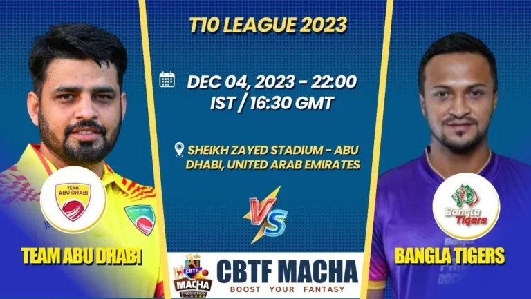 Team Abu Dhabi vs Bangla Tigers Today Match Prediction & Live Odds - T10 League 2023