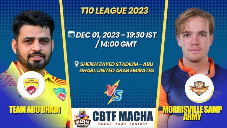 Team Abu Dhabi vs Morrisville Samp Army Today Match Prediction & Live Odds - T10 League 2023