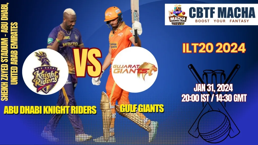 Abu Dhabi Knight Riders vs Gulf Giants Today Match Prediction & Live Odds - ILT20 2024