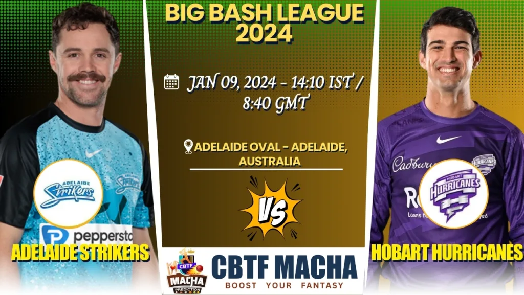 Adelaide Strikers vs Hobart Hurricanes Today Match Prediction & Live Odds - BBL 2024