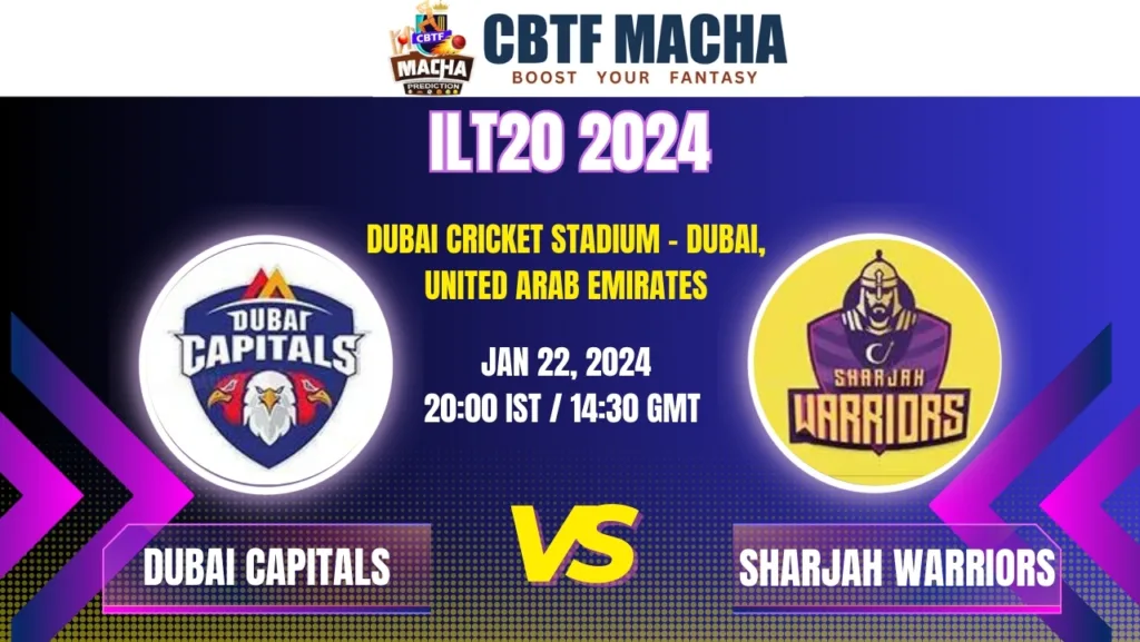 Dubai Capitals vs Sharjah Warriors Today Match Prediction & Live Odds - ILT20 2024