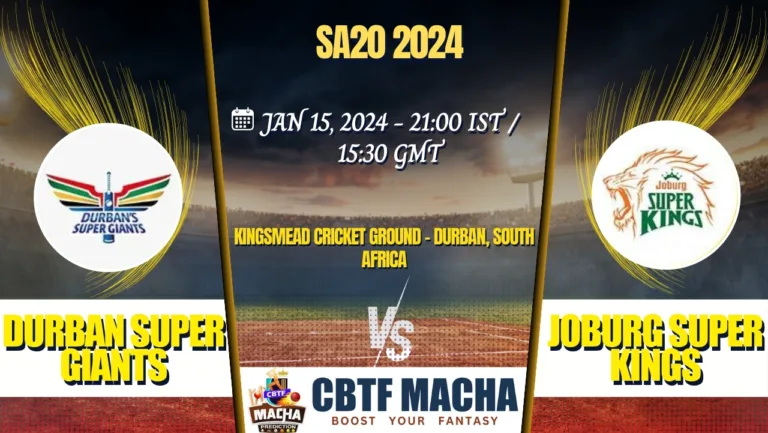 Durban Super Giants vs Joburg Super Kings Today Match Prediction & Live Odds - SA20 2024