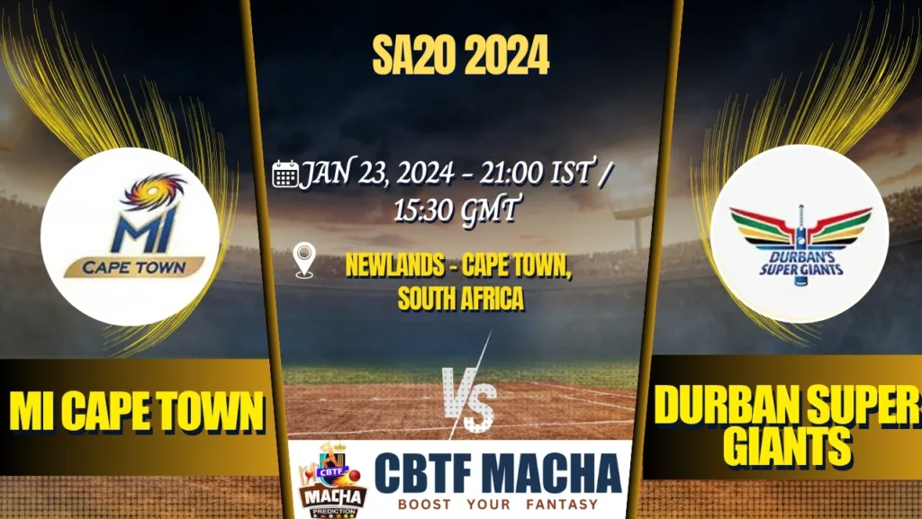 MI Cape Town vs Durban Super Giants Today Match Prediction & Live Odds - SA20 2024