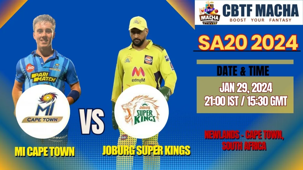 MI Cape Town vs Joburg Super Kings Today Match Prediction & Live Odds - SA20 2024