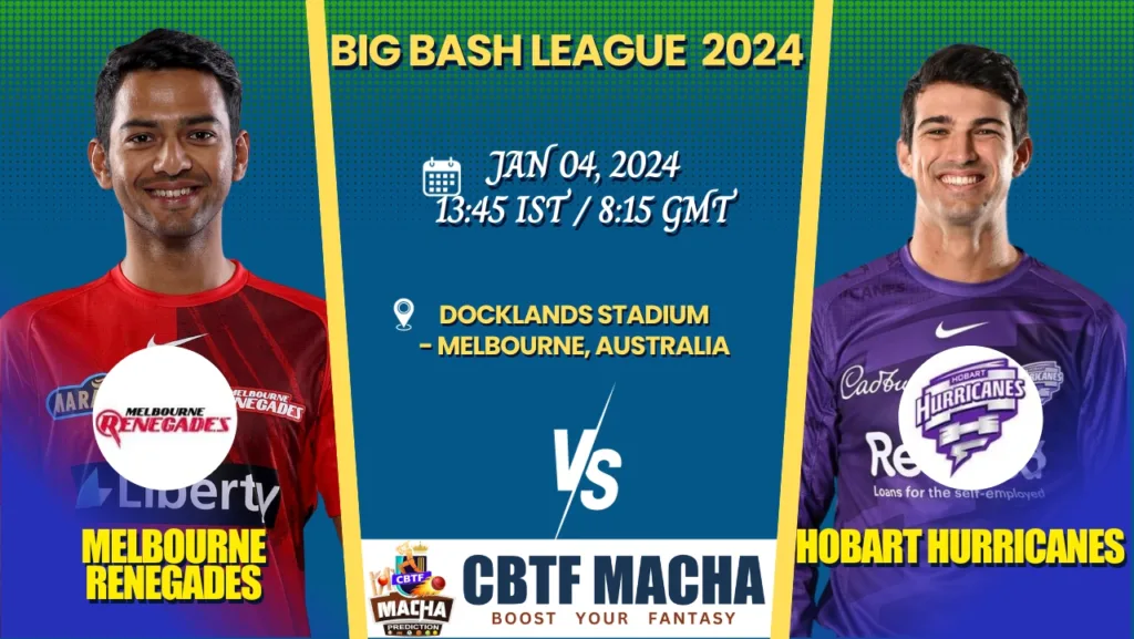 Melbourne Renegades vs Hobart Hurricanes Today Match Prediction & Live Odds - BBL 2024