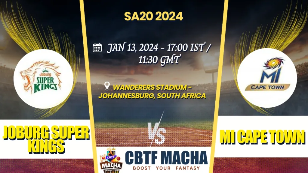 Joburg Super Kings vs MI Cape Town Today Match Prediction & Live Odds - SA20 2024