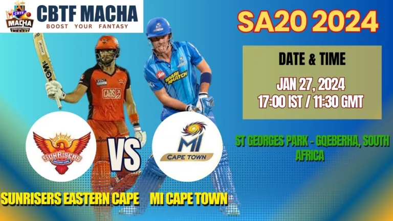 Sunrisers Eastern Cape vs MI Cape Town Today Match Prediction & Live Odds - SA20 2024