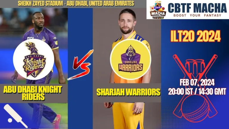 Abu Dhabi Knight Riders vs Sharjah Warriors Today Match Prediction & Live Odds - ILT20 2024