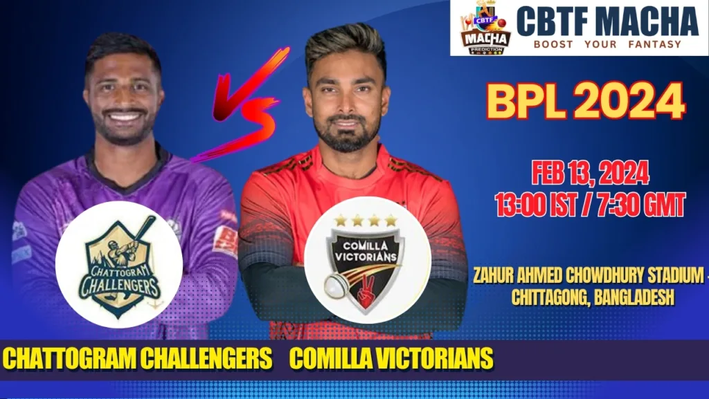 Chattogram Challengers vs Comilla Victorians Today Match Prediction & Live Odds - BPL 2024