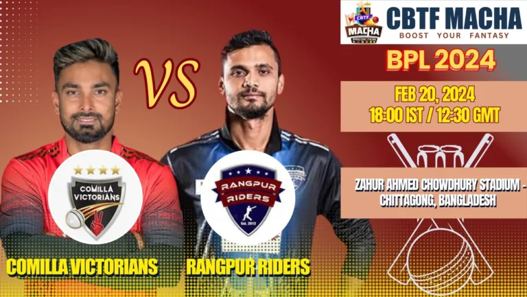 Comilla Victorians vs Rangpur Riders Today Match Prediction & Live Odds - BPL 2024