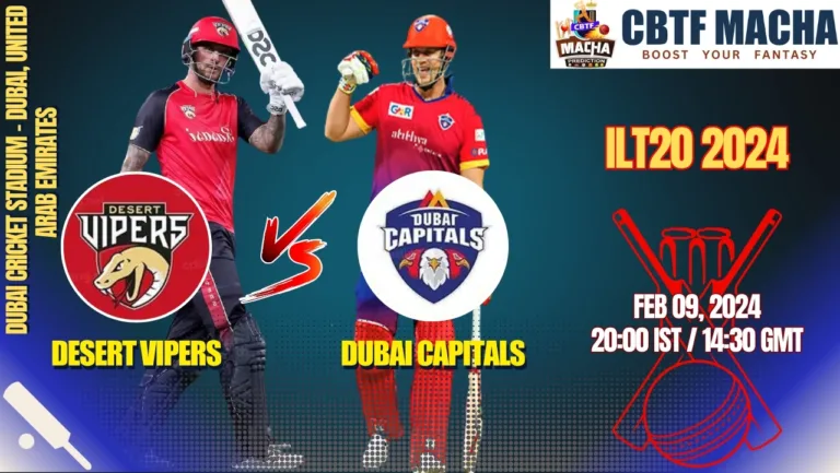 Desert Vipers vs Dubai Capitals Today Match Prediction & Live Odds - ILT20 2024