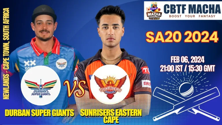 Durban Super Giants vs Sunrisers Eastern Cape Today Match Prediction & Live Odds - Qualifier SA20 2024