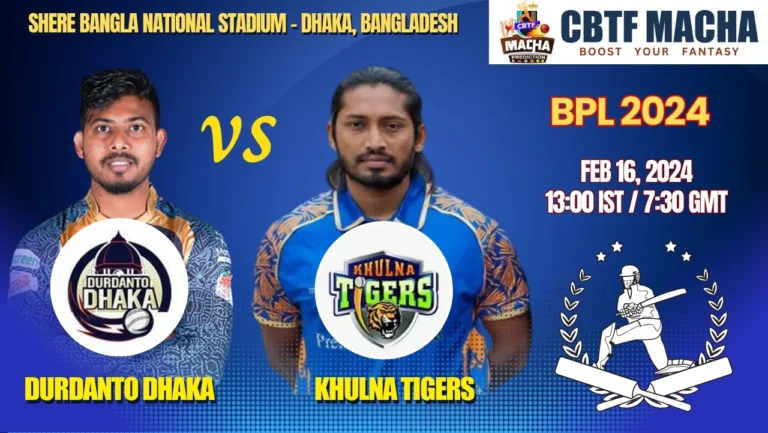 Durdanto Dhaka vs Khulna Tigers Today Match Prediction & Live Odds - BPL 2024