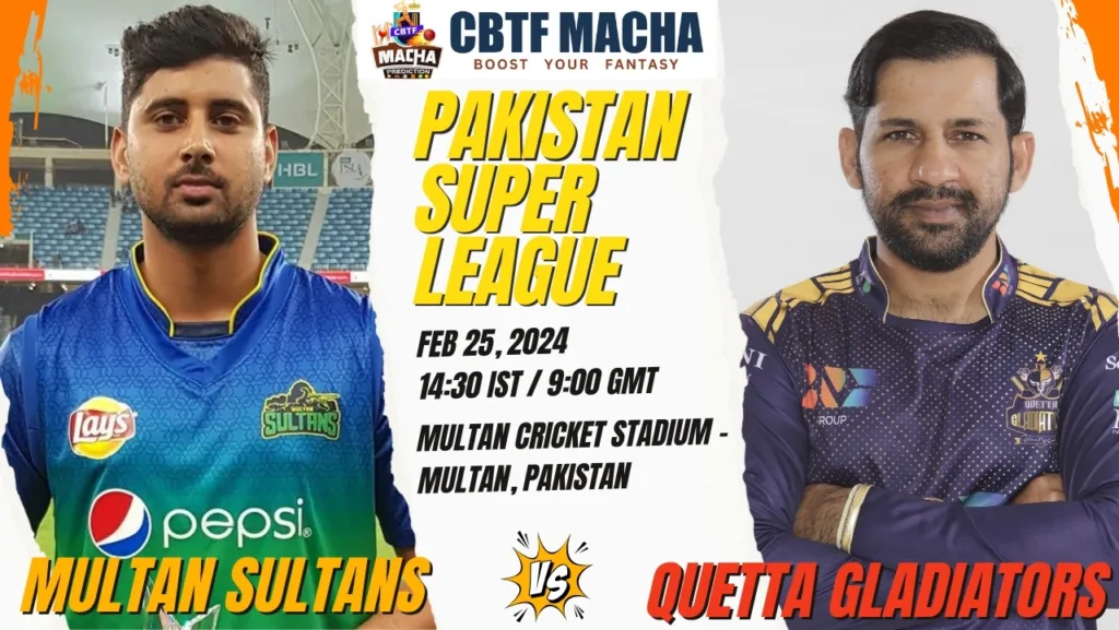 Multan Sultans vs Quetta Gladiators Today Match Prediction & Live Odds - PSL 2024