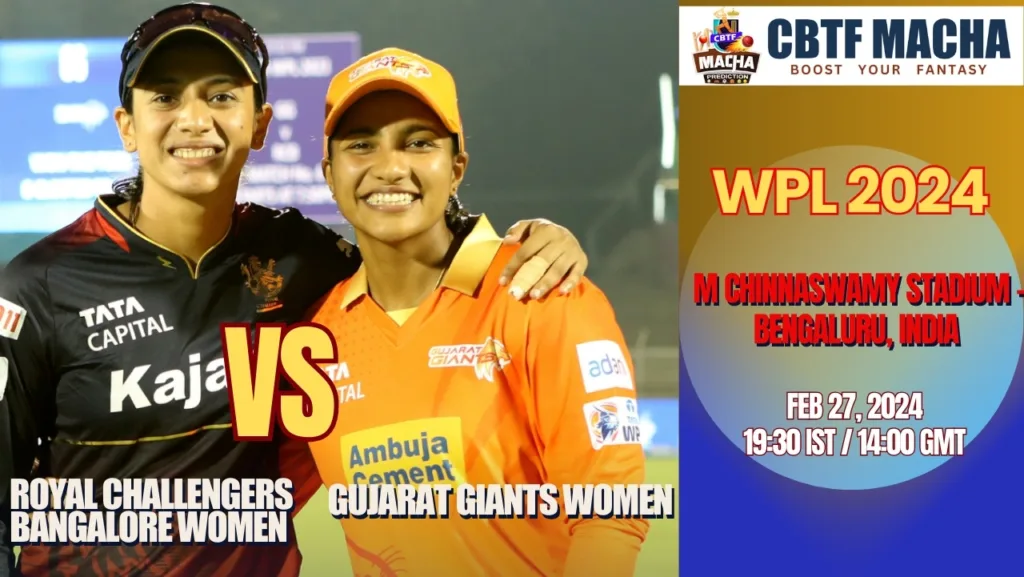 Royal Challengers Bangalore vs Gujarat Giants Women Today Match Prediction & Live Odds - WPL 2024