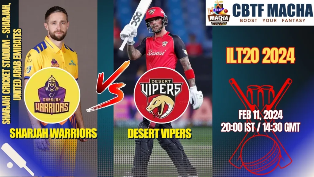 Sharjah Warriors vs Desert Vipers Today Match Prediction & Live Odds - ILT20 2024