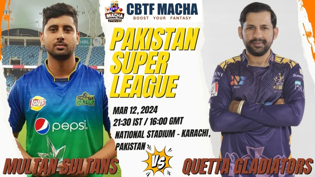 Multan Sultans vs Quetta Gladiators Today Match Prediction & Live Odds - PSL 2024