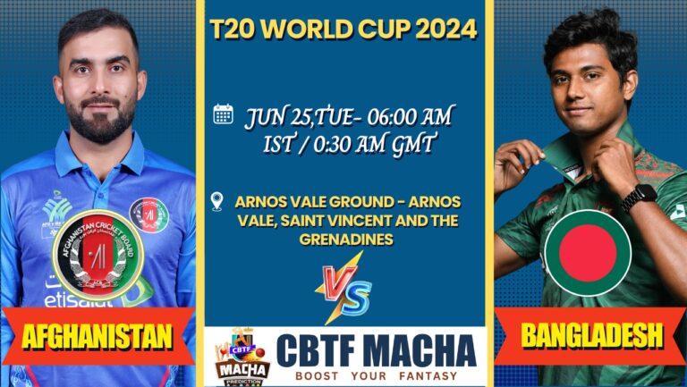 Afghanistan vs Bangladesh, T20 World Cup 2024: Match Prediction, CBTF MACHA Team, Fantasy Tips & Pitch Report | Afghanistan vs Bangladesh