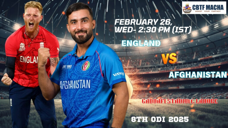 Champions Trophy 2025: Match 8, AFG vs ENG Match Prediction – Who will win today’s Champions Trophy match between AFG vs ENG?