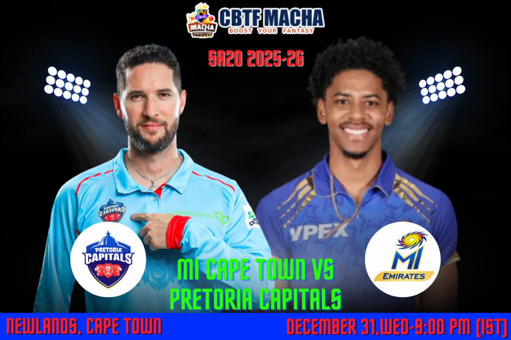 SA20 2025-26: Match 8, MICT vs PC Match Prediction – Who will win today’s SA20 match between MI Cape Town vs Pretoria Capitals?