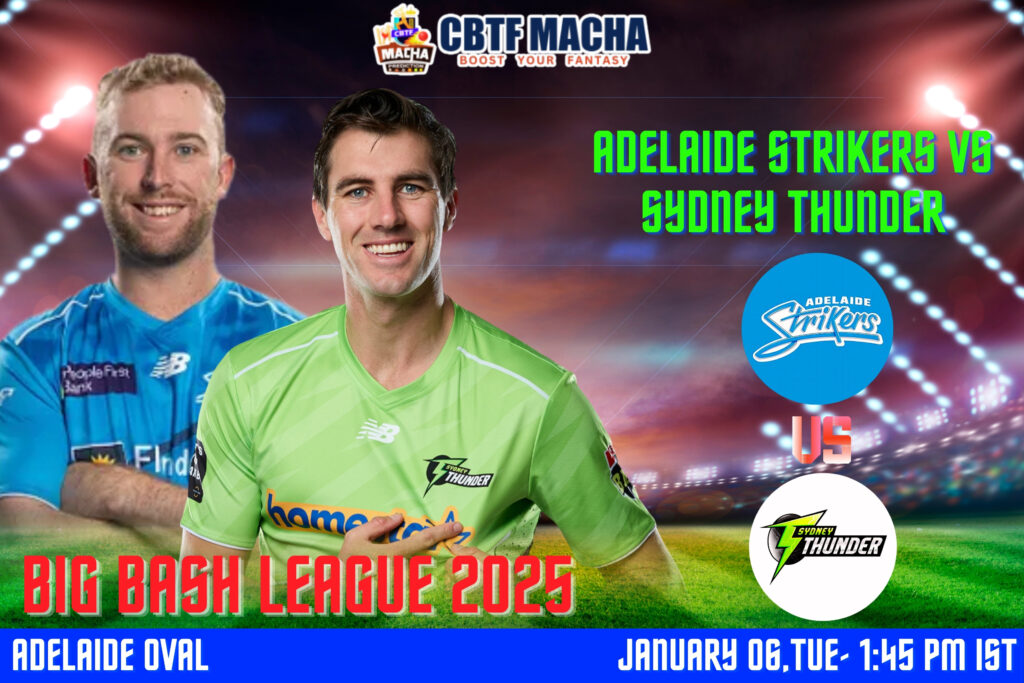 BBL 2025-26: Match 25, STR vs THU Match Prediction – Who will win today’s BBL match between Adelaide Strikers vs Sydney Thunder?