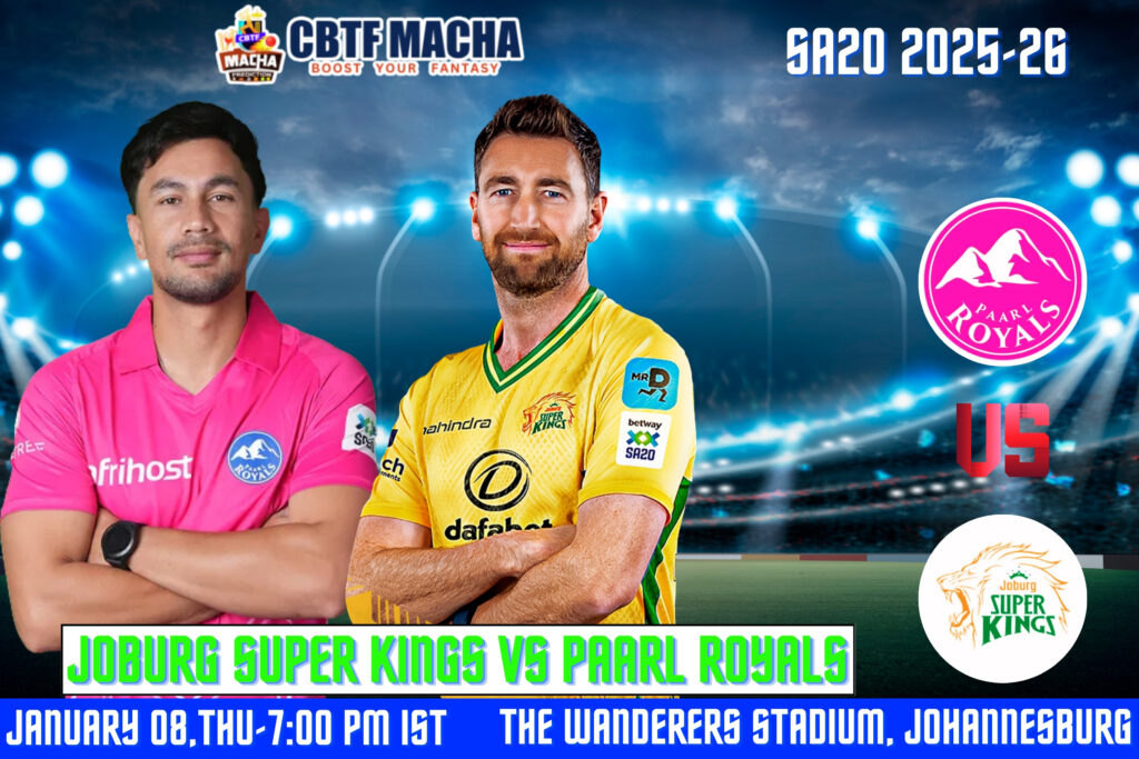 SA20 2025-26: Match 17, JSK vs PR Match Prediction – Who will win today’s SA20 match between Joburg Super Kings vs Paarl Royals?