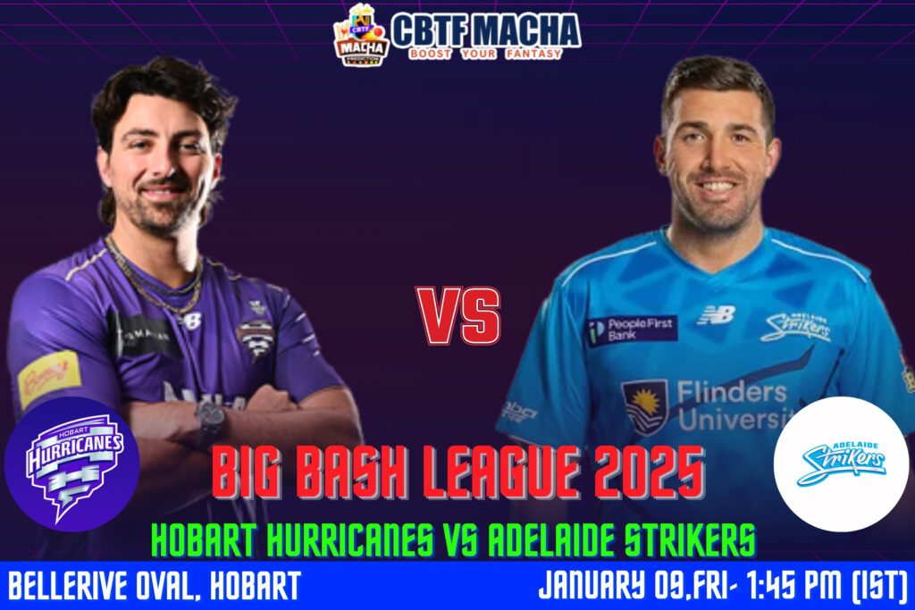BBL 2025-26: Match 28, HUR vs STR Match Prediction – Who will win today’s BBL match between Hobart Hurricanes vs Adelaide Strikers?